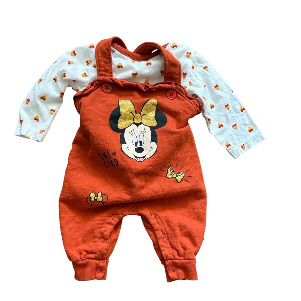 Disney Baby Minnie Mouse Overalls and Bodysuit Set Burnt Orange 0-3 Months
